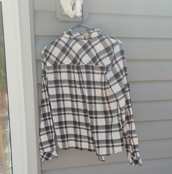 Sanctuary Boyfriend Plaid Button Down Shirt Size Medium - Picture 5 of 6